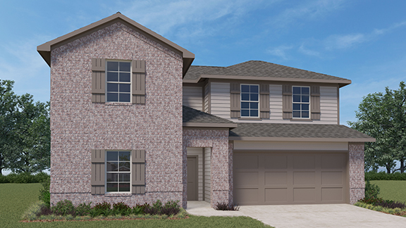 two story rendering with brick and siding with two car garage in Piedmont Oklahoma