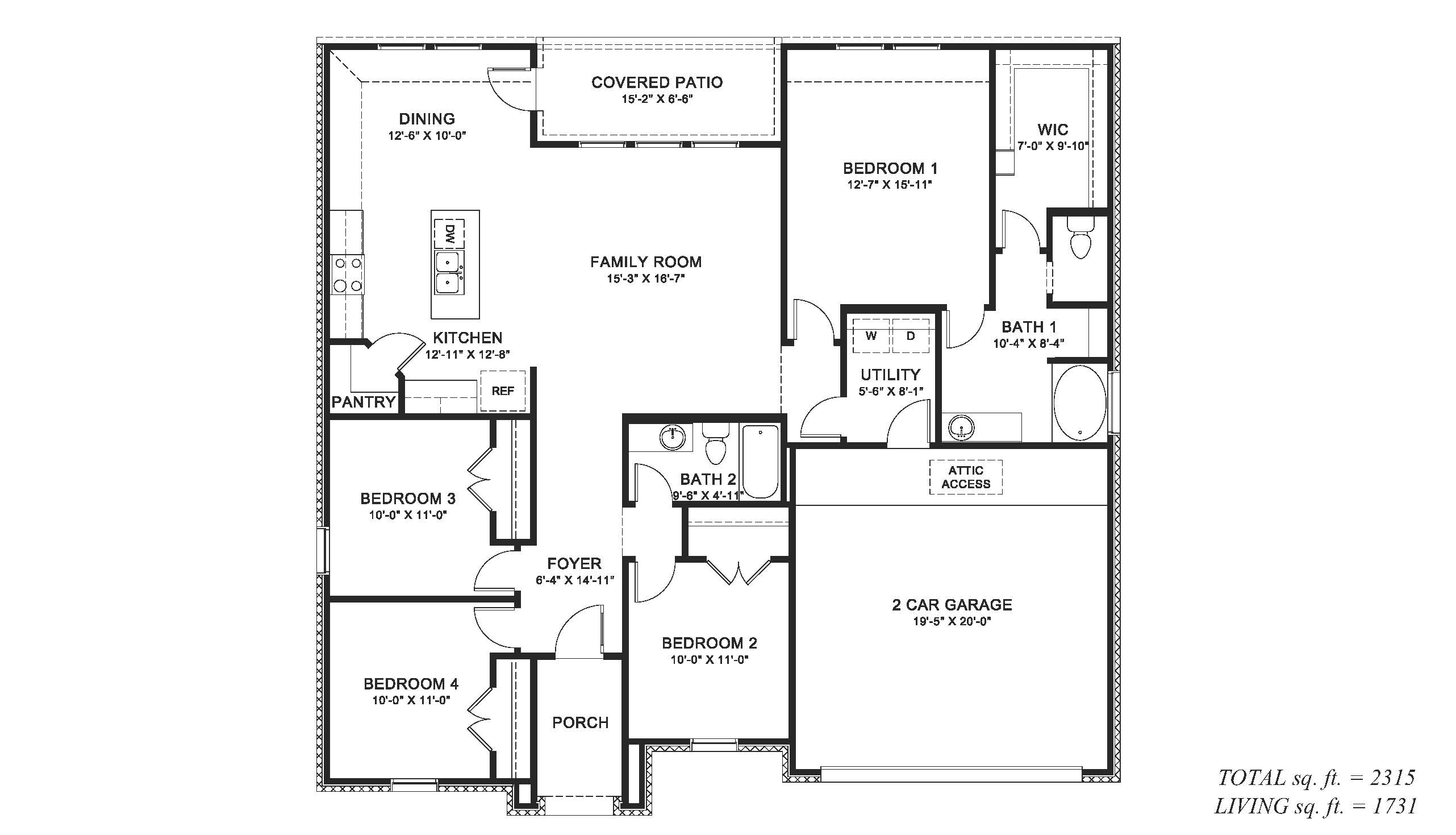 Floor Plan in Sunset Terrace Sunset, LA D.R. Horton