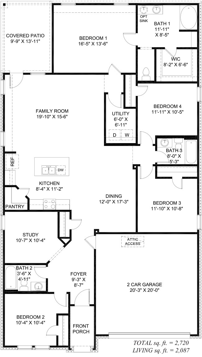 Floor Plan in Belle View Lafayette, LA D.R. Horton