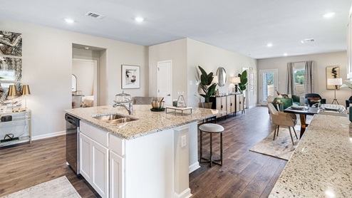 Kitchen with oversized island and granite countertop