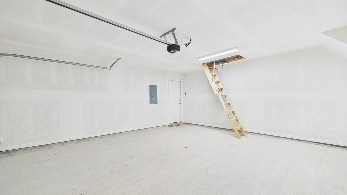 Inside view of two car garage.