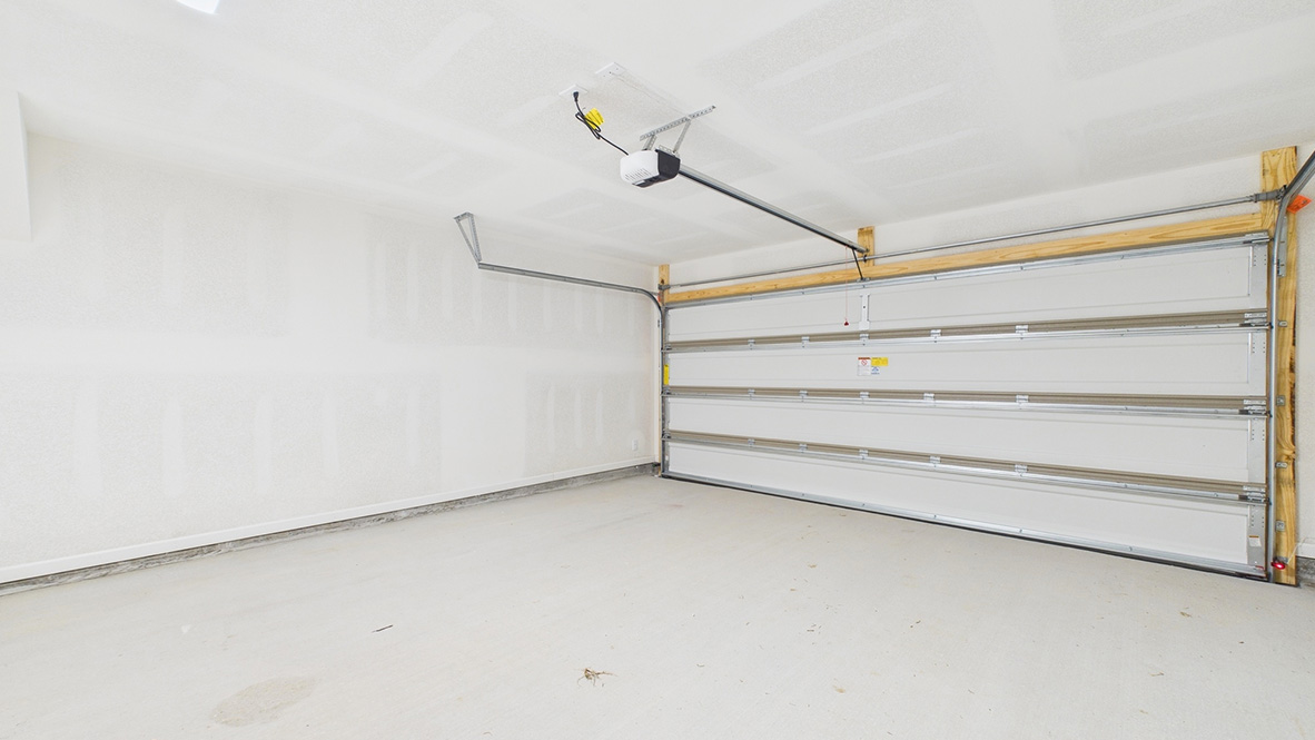 Inside view of two car garage.