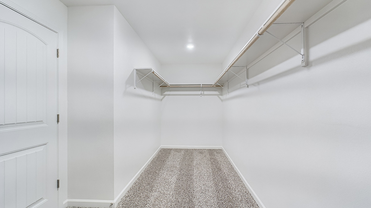 Spacious walk in closet with hanging rod
