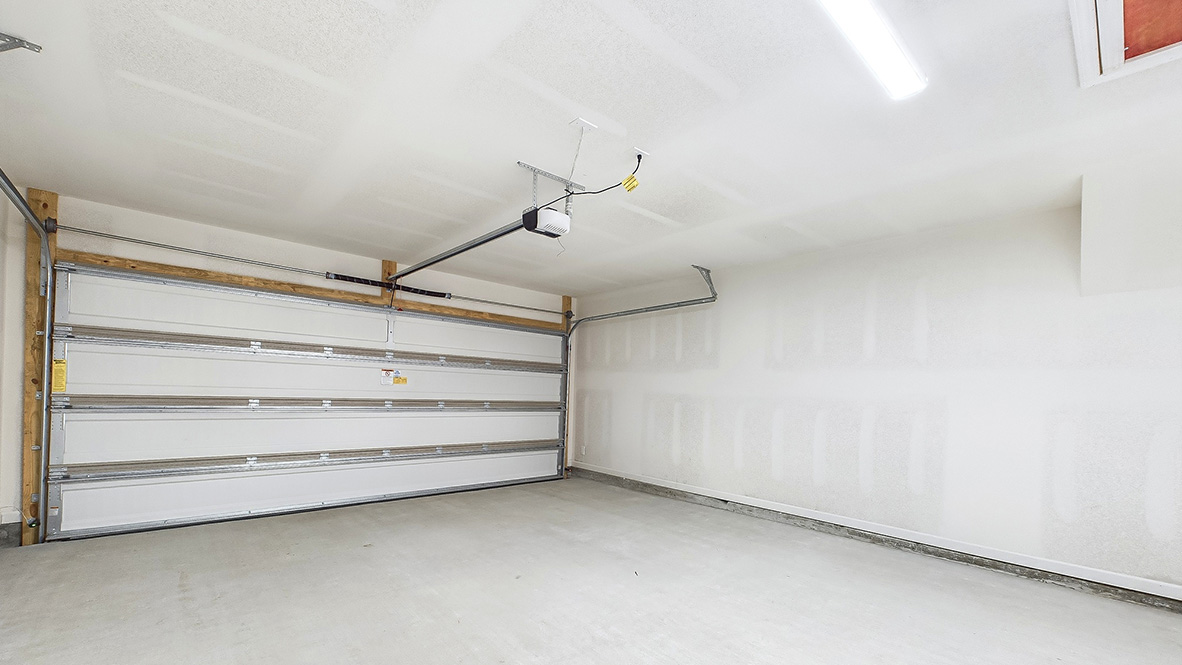 Inside view on two car garage.