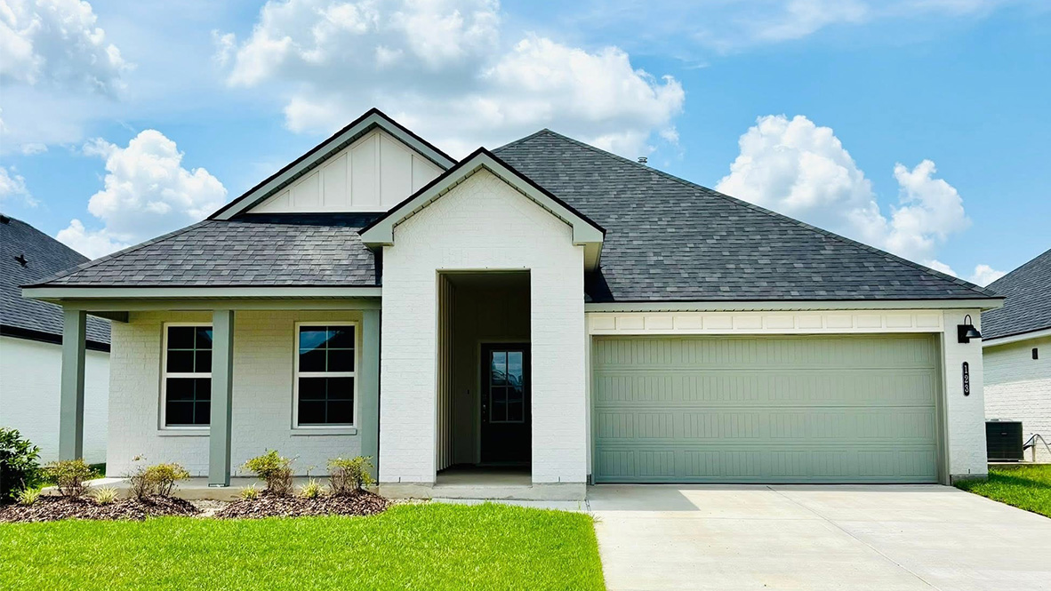 123 Eden Ridge Road, Duson, LA, Ridgeland By D.R. Horton one-story, two-car garage, 4-bedroom, 2-Bath, grass front