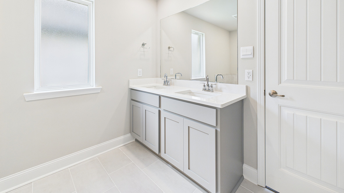 New build home adds a thoughtful private ensuite, walk-in shower, walk-in closet, full vanity, mirror, backyard views