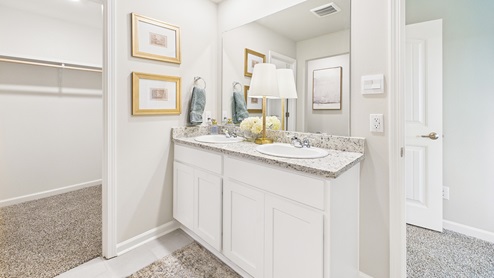 Double vanity with granite countertops