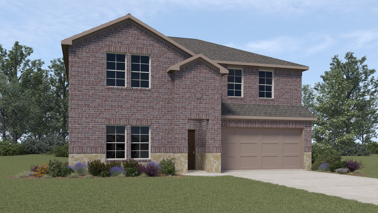 H40P Palmview Floorplan Elevation B Exterior Rendering - Winchester Crossing Traditions in Princeton, TX