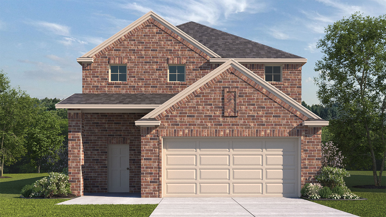 2433 Stafford Floorplan Elevation A Rendering-Winchester Crossing in Princeton, Tx