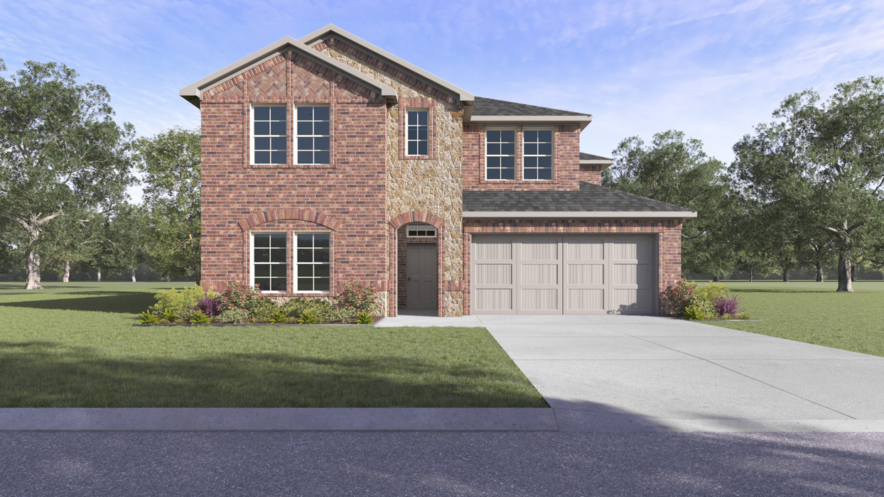 Bastrop Floorplan Elevation F Exterior Rendering - Silverado 75s in Aubrey, TX