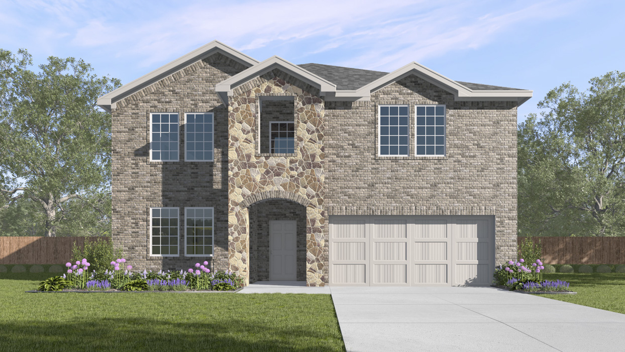Medbourne Floorplan Elevation A Rendering-Silverado in Aubrey, Tx