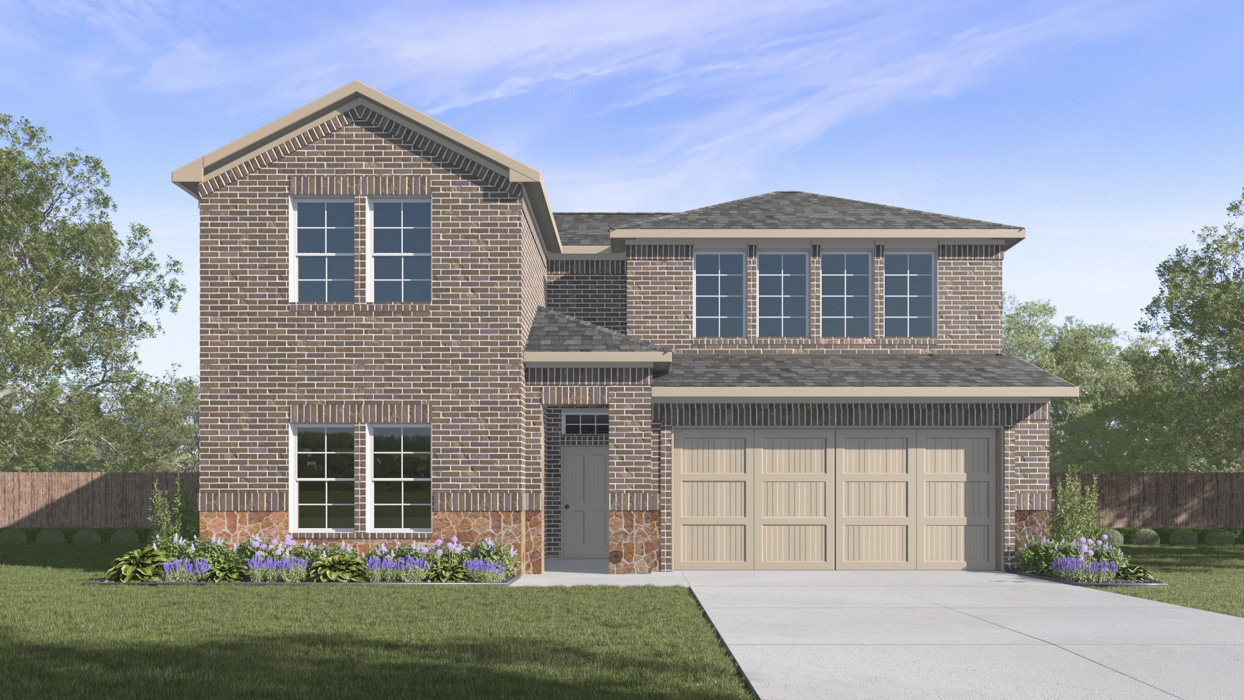 Ozark Floorplan Elevation E Exterior Rendering - Chalk Hill in Princeton, TX