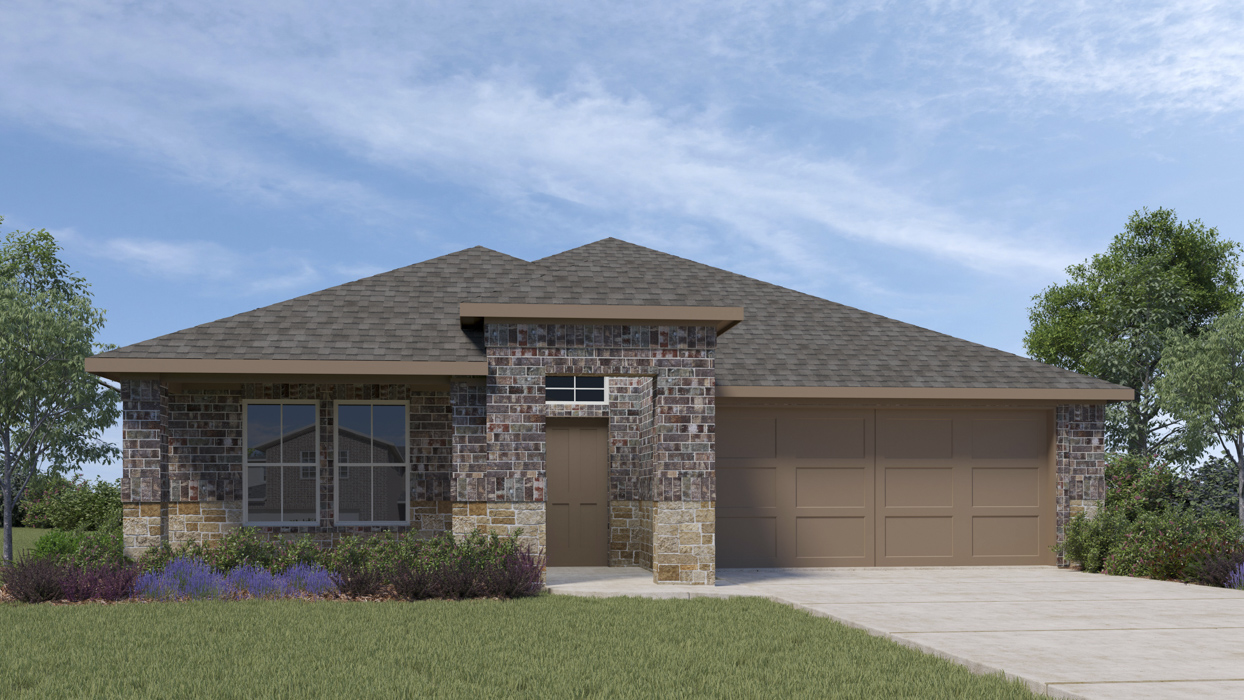 X40S Seabrook floorplan elevation E rendering - Chalk Hill in Celina TX