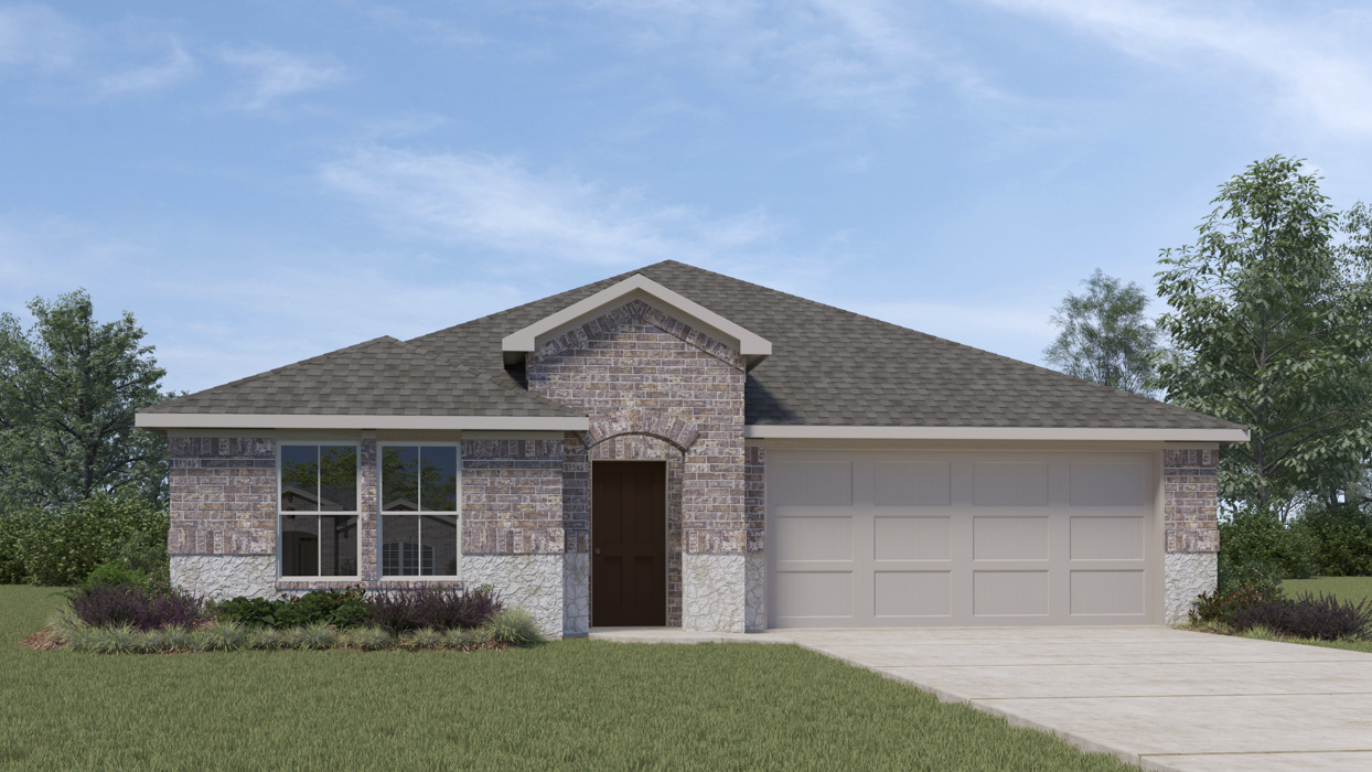 X40S Seabrook floorplan elevation F rendering - Chalk Hill in Celina TX