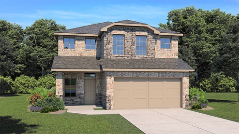 X30R Ryleigh floorplan elevation E rendering - Winchester Crossing in Princeton TX