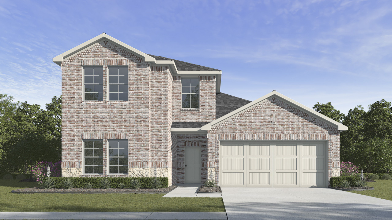 Midland Floorplan Elevation E Exterior Rendering - Whitewing Trails in Princeton, TX