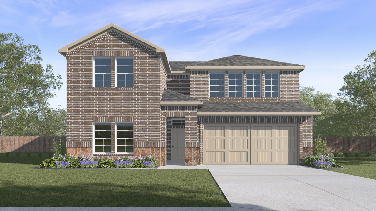 Ozark Floorplan Elevation E Rendering-Whitewing Trails in Princeton, Tx