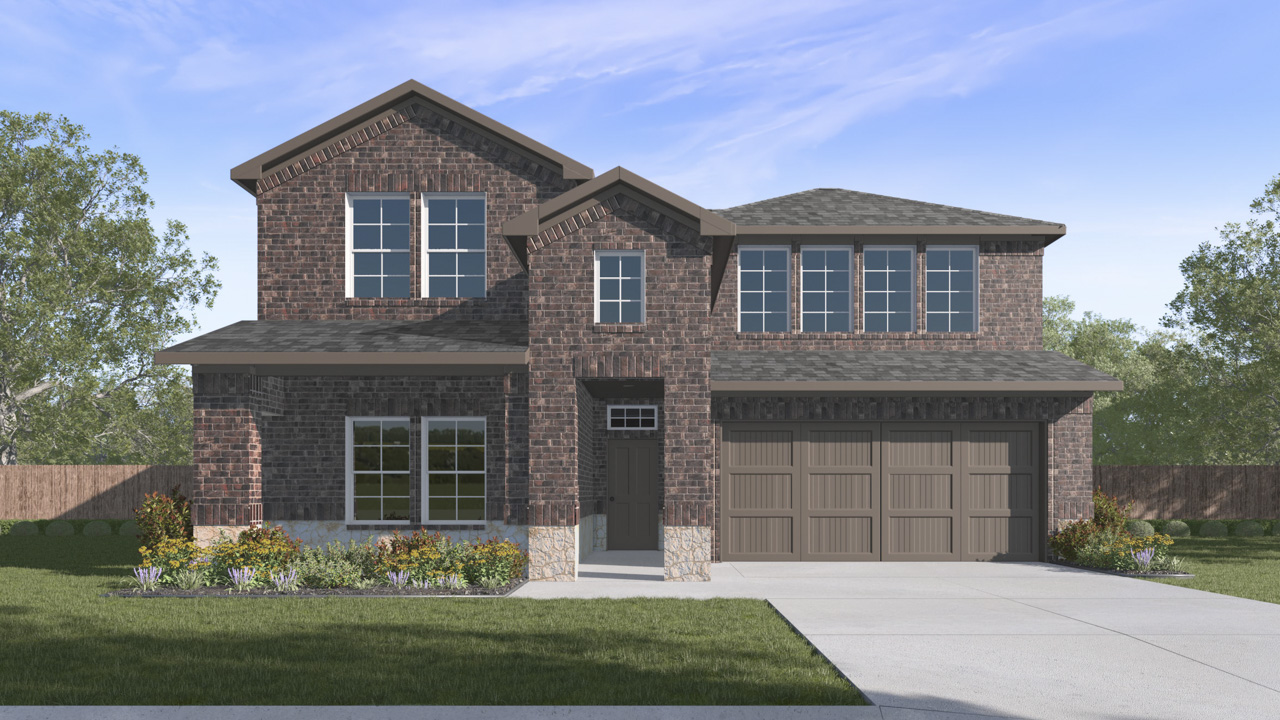 Ozark Floorplan Elevation F Rendering-Whitewing Trails in Princeton, Tx