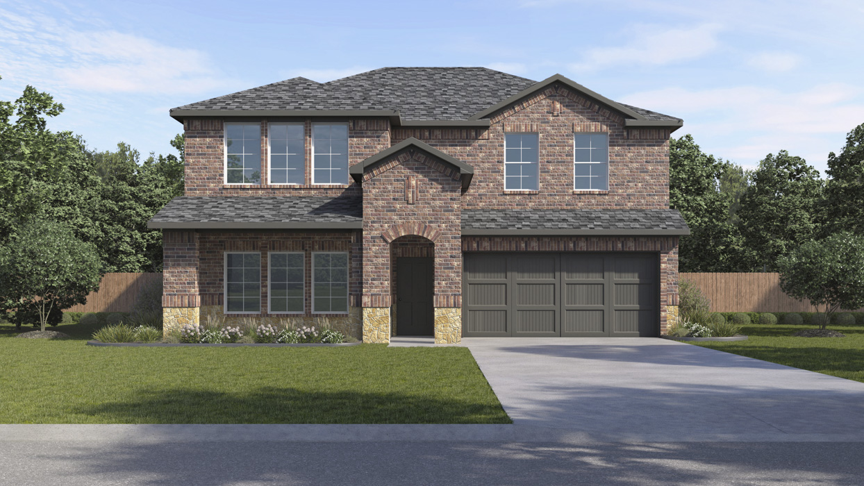 Perry floorplan elevation E Rendering-Whtiewing trails in Princeton, Tx