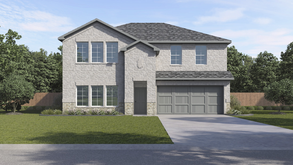 Perry floorplan elevation F Rendering-Whtiewing trails in Princeton, Tx