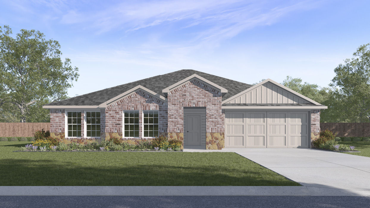 Coleman Floorplan Elevation B Exterior Rendering - Whitewing Trails in Princeton, TX