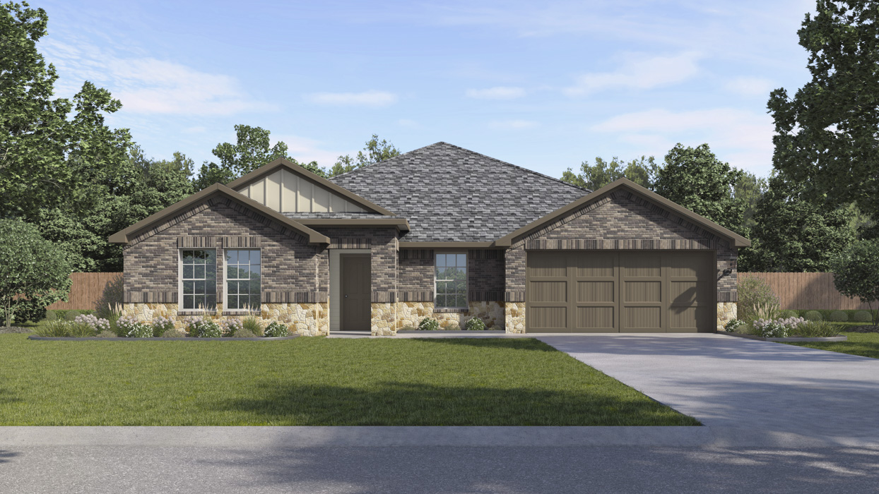 Frisco Floorplan Elevation B Exterior Rendering - Whitewing Trails in Princeton, TX