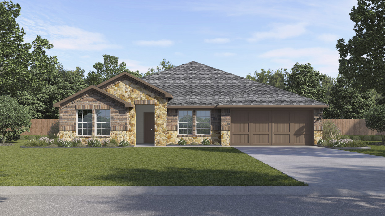 X50G Garland Floorplan Elevation B Rendering-Whitewing Trails in Prineton, Tx