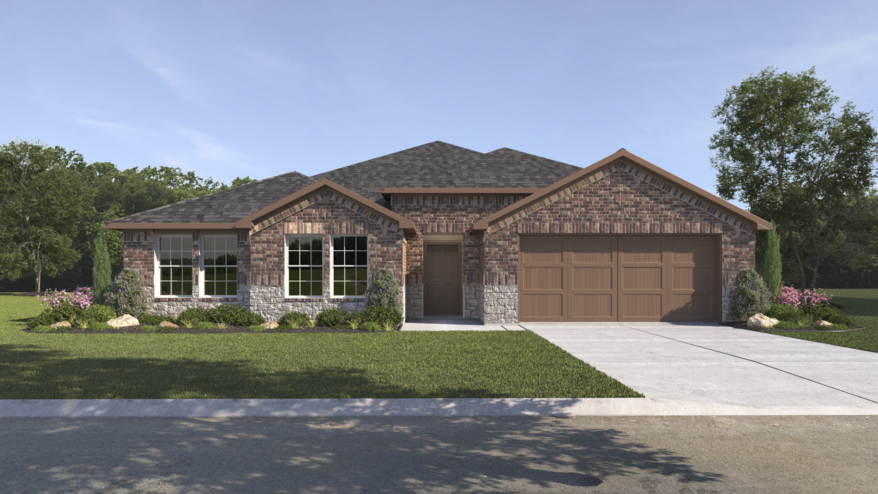 Irving Floorplan Elevation B Rendering-Whitewing Trails in Princeton,Tx