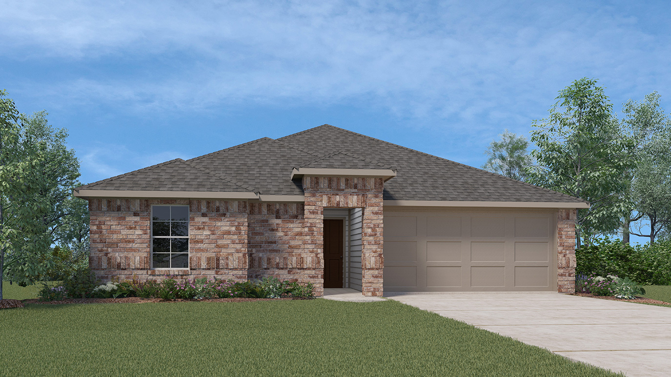 X40A floorplan with elevation A rendering at Stonewyck Farms in Ennis TX
