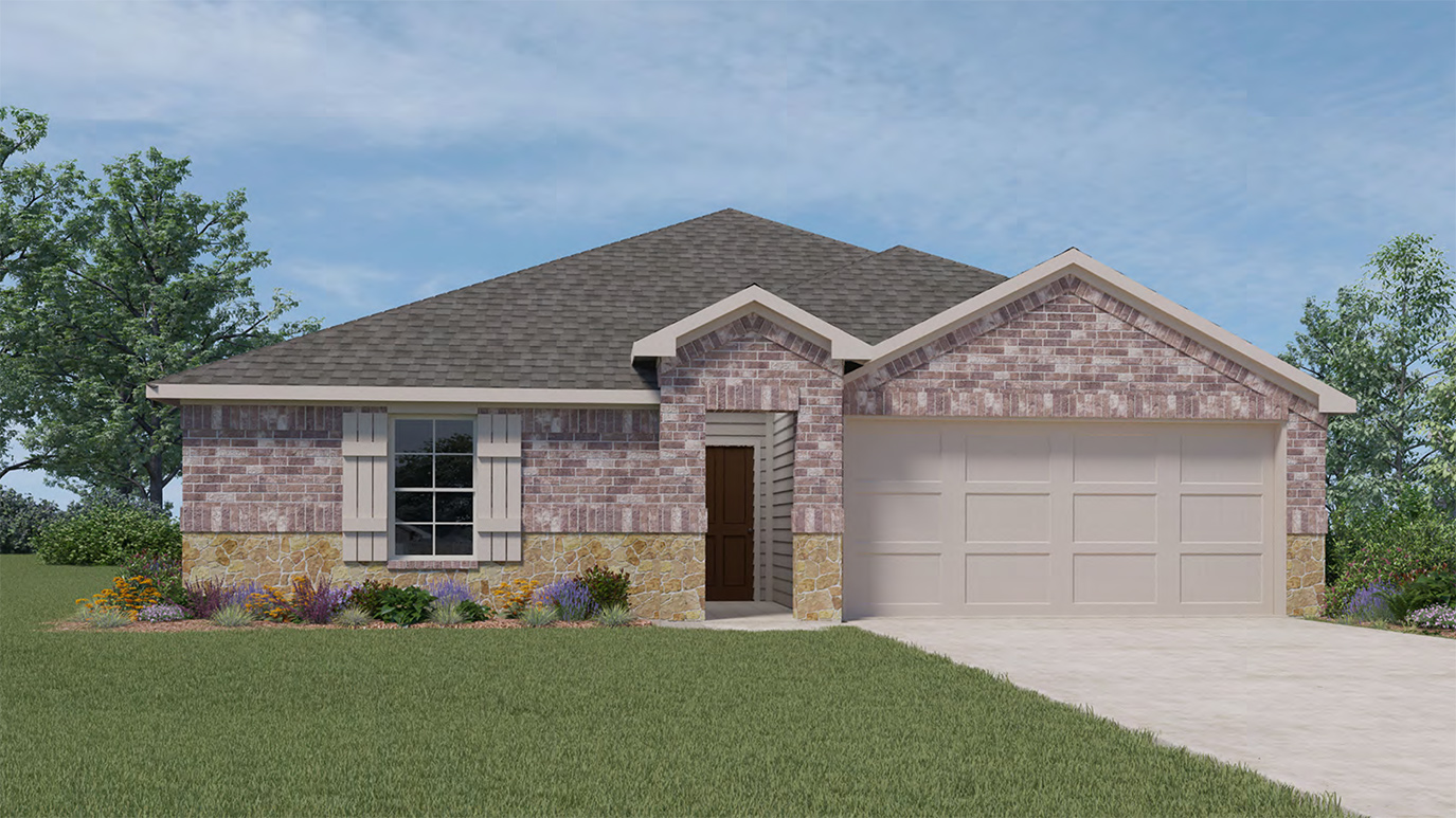 X40B floorplan with elevation B rendering at Stonewyck Farms in Ennis TX