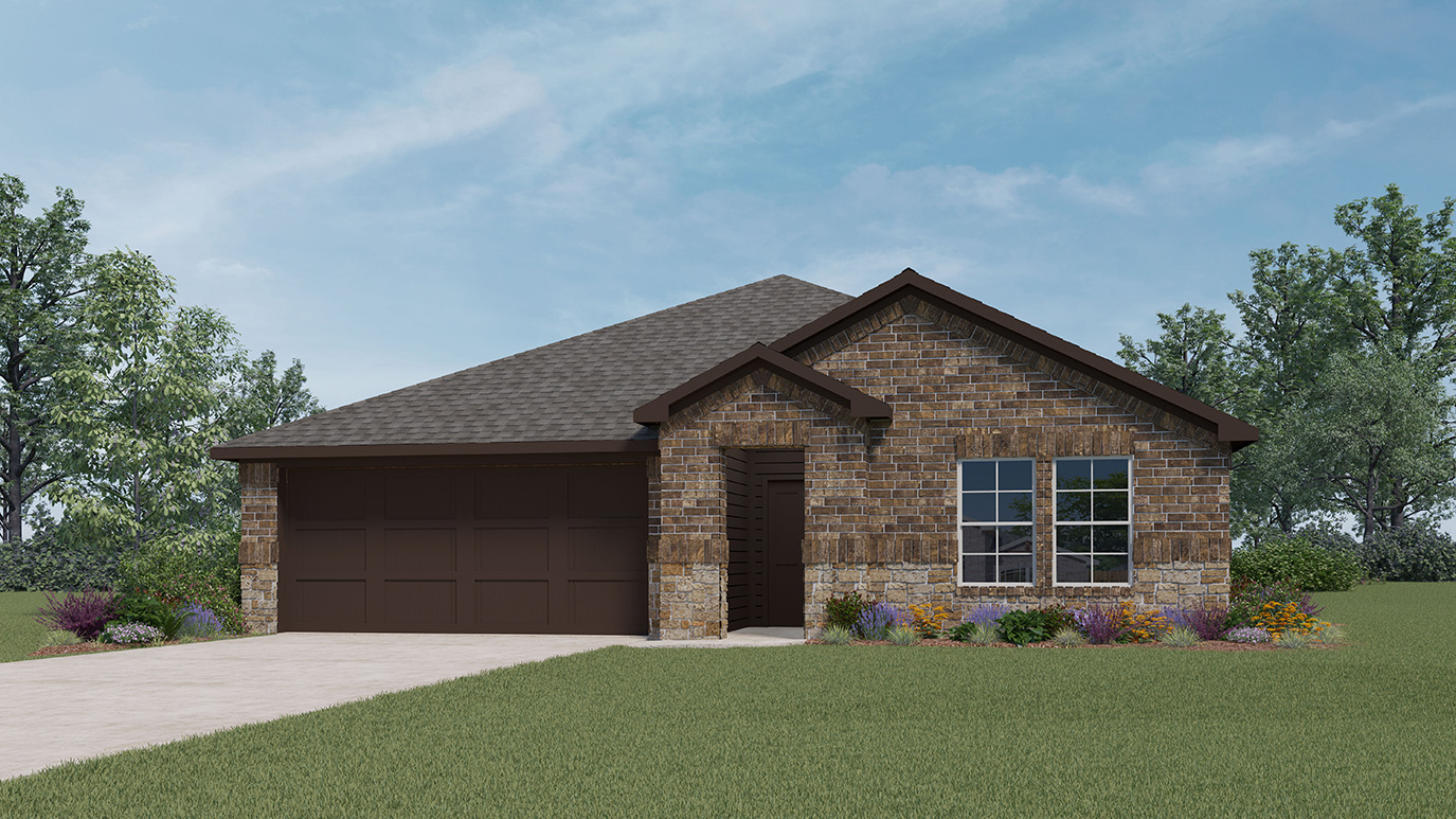 X40J floorplan with elevation B rendering at Stonewyck Farms in Ennis TX