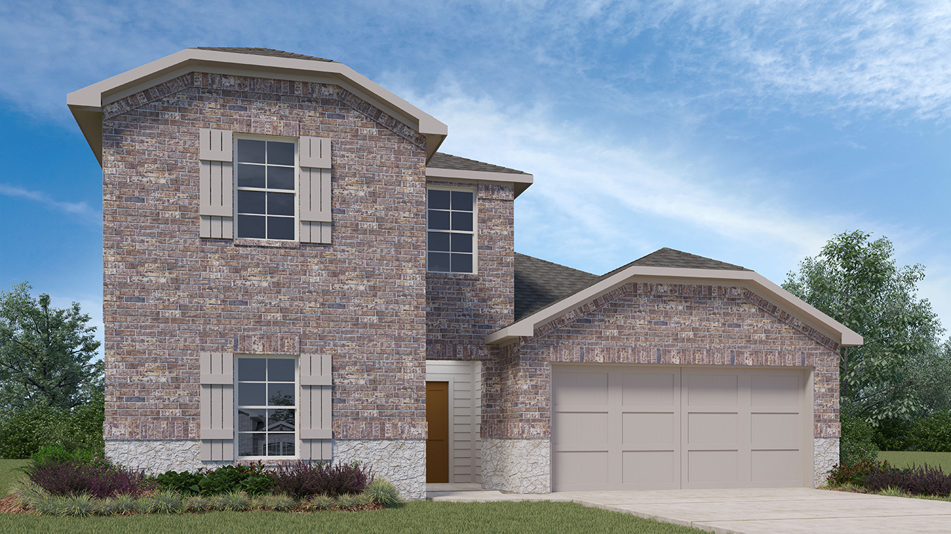 X40M floorplan with elevation B rendering at Stonewyck Farms in Ennis TX