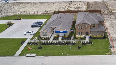 Evergreen floorplan aerial gallery image - Woods at Lindsey Place in Anna TX