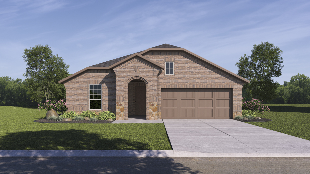 Walton Floorplan Elevation E Exterior Rendering - The Woods at Lindsey Place in Anna, TX