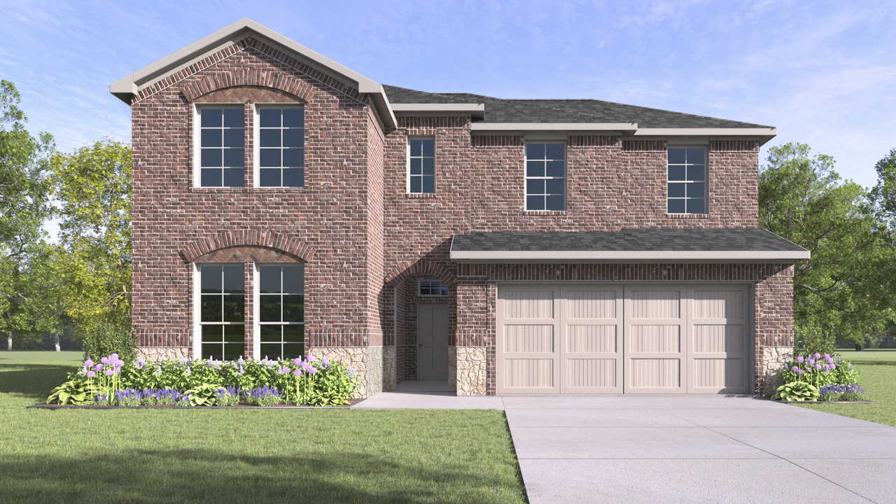 Estes Floorplan Elevation E Exterior Rendering - The Woods at Lindsey Place in Anna, TX