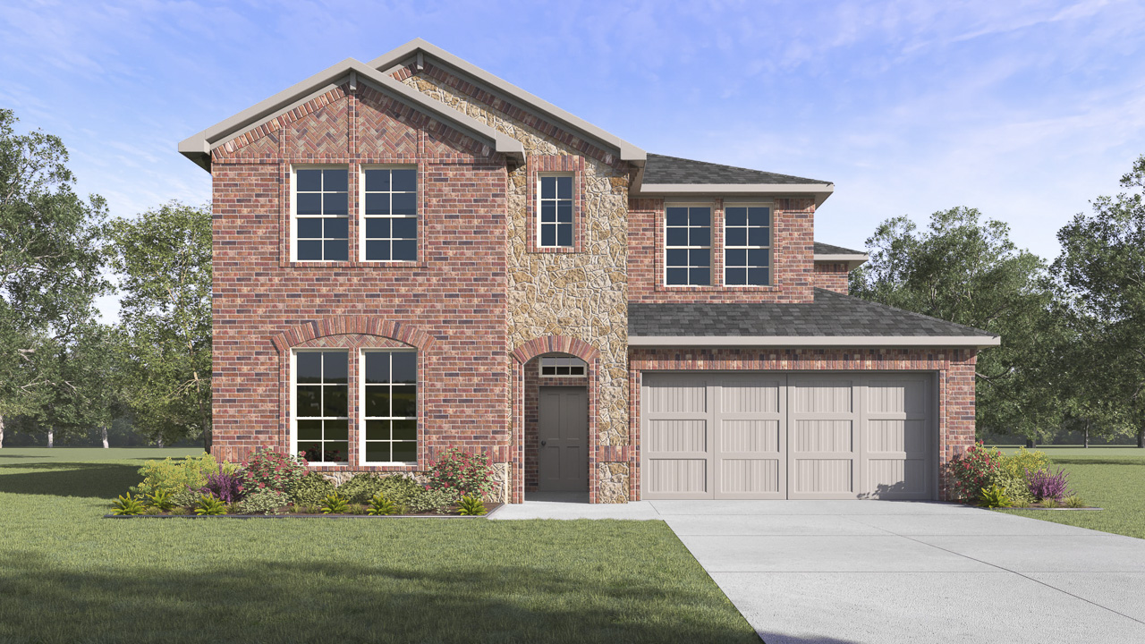 Englewood Floorplan Elevation F Exterior Rendering - The Woods at Lindsey Place in Anna, TX