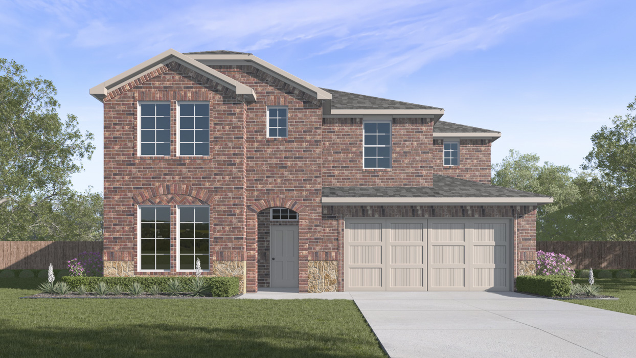 Evergreen Floorplan Elevation E Exterior Rendering - The Woods at Lindsey Place in Anna, TX