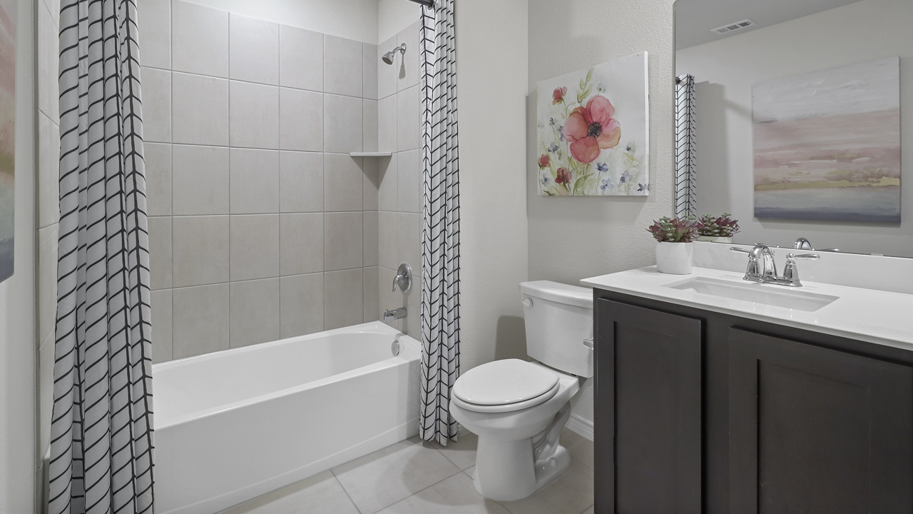 Evergreen Floorplan Elevation F Bathroom Gallery Image - The Woods at Lindsey Place in Anna, TX