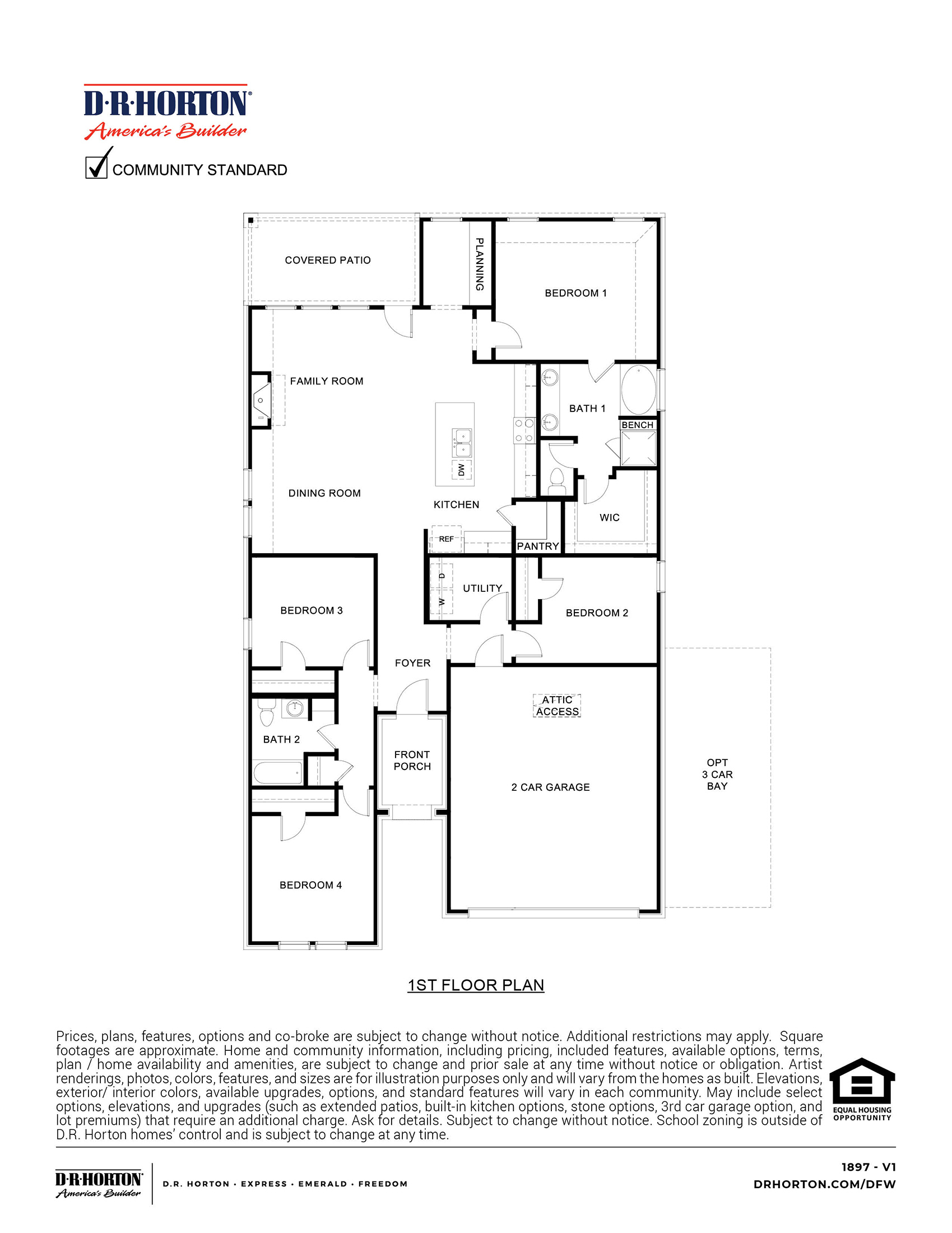 1897 Durango floorplan rendering - the Woods at Lindsey Place in Anna TX