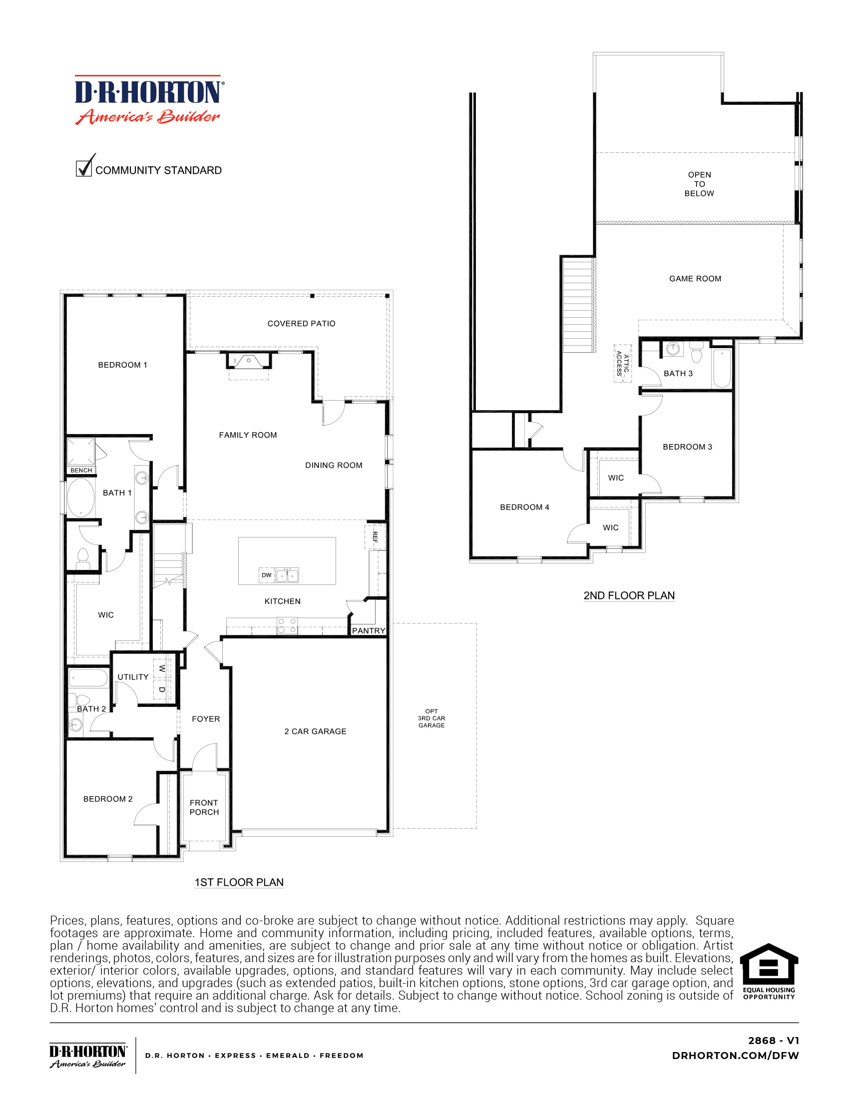 2868 Englewood floorplan rendering - the Woods at Lindsey Place in Anna TX