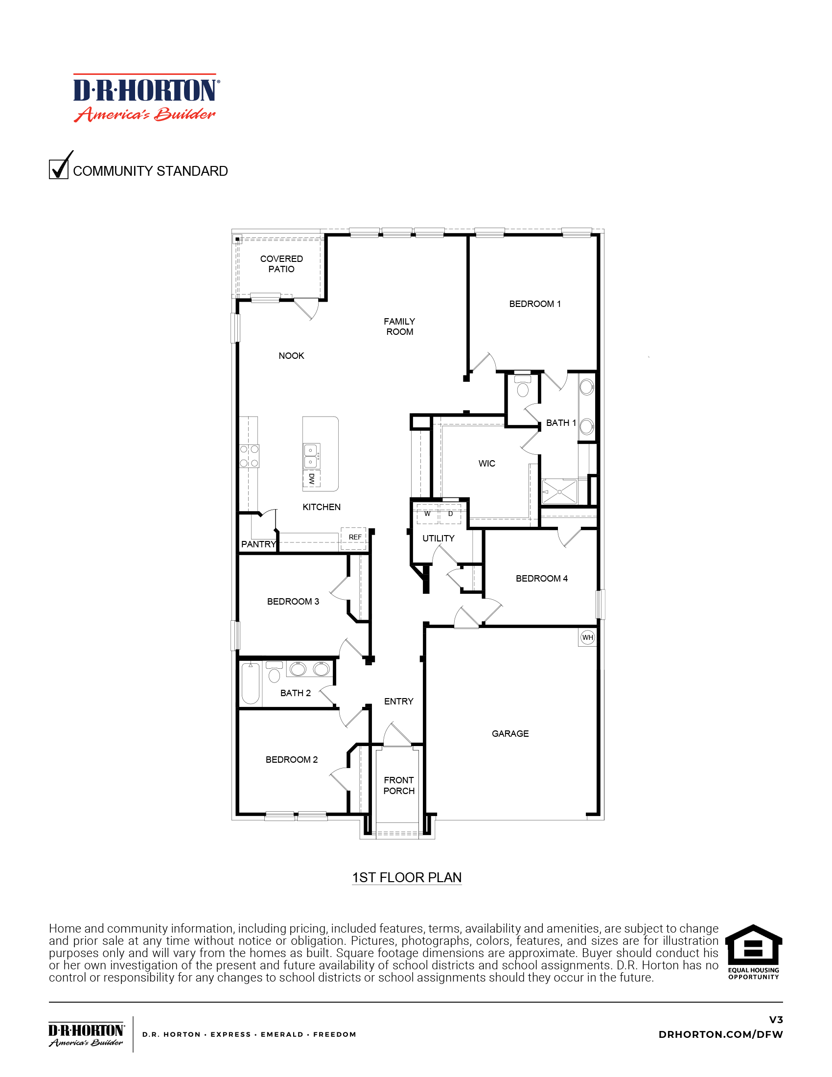 H106 Bentworth floorplan rendering- Sutton Fields in Celina TX