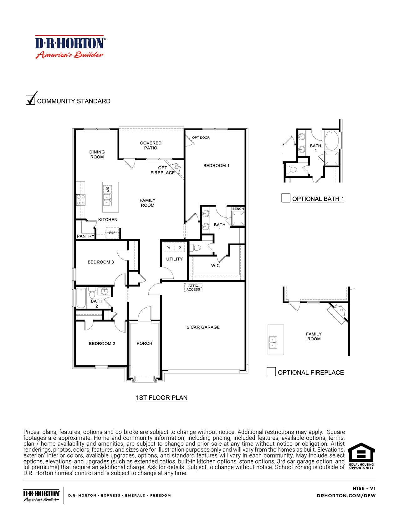 H156 Murphy floorplan rendering- Sutton Fields in Celina TX