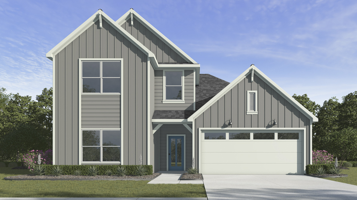 X40M Midland floorplan rendering elevation V rendering - Enclave at Pecan Creek in Providence Village TX