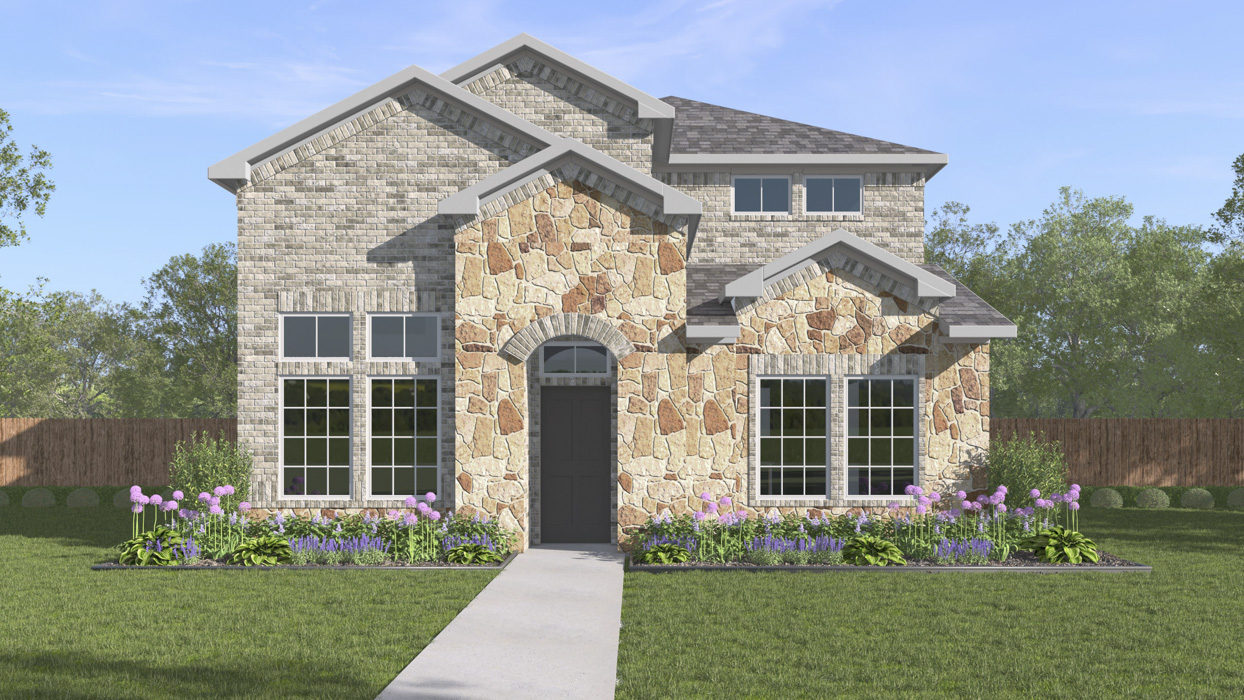 H221 Meridian Floorplan Elevation B Rendering-Lilybrooke at Legacy Hills in Celina, TX