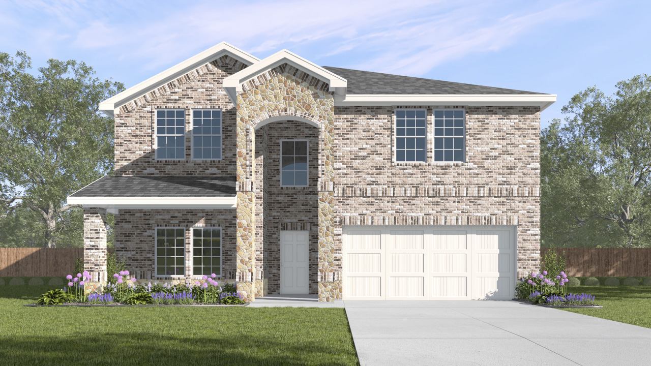 H204 Medbourne Floorplan Elevation B Rendering-Lilybrooke at Legacy Hills in Celina, TX