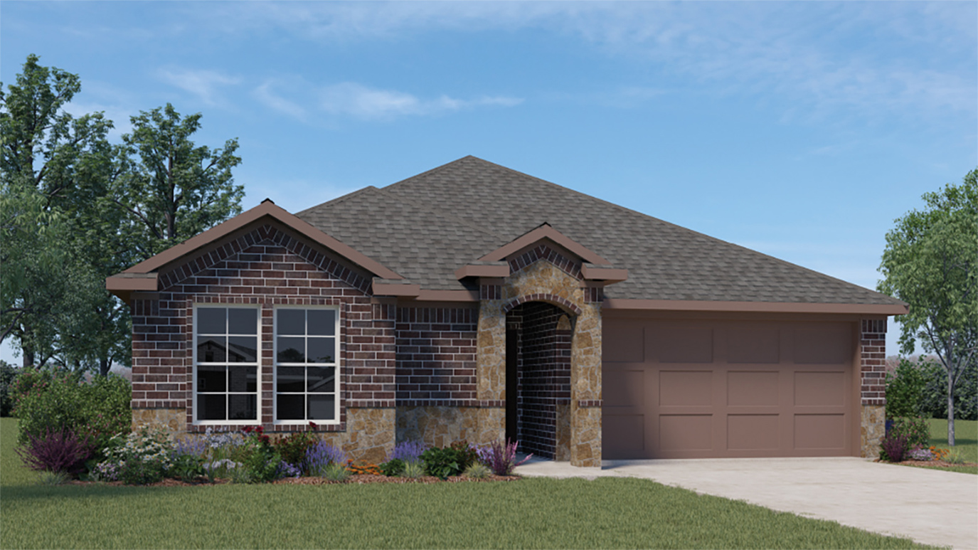 Hale Floorplan Elevation C Exterior Rendering - Three Oaks in Sherman, TX