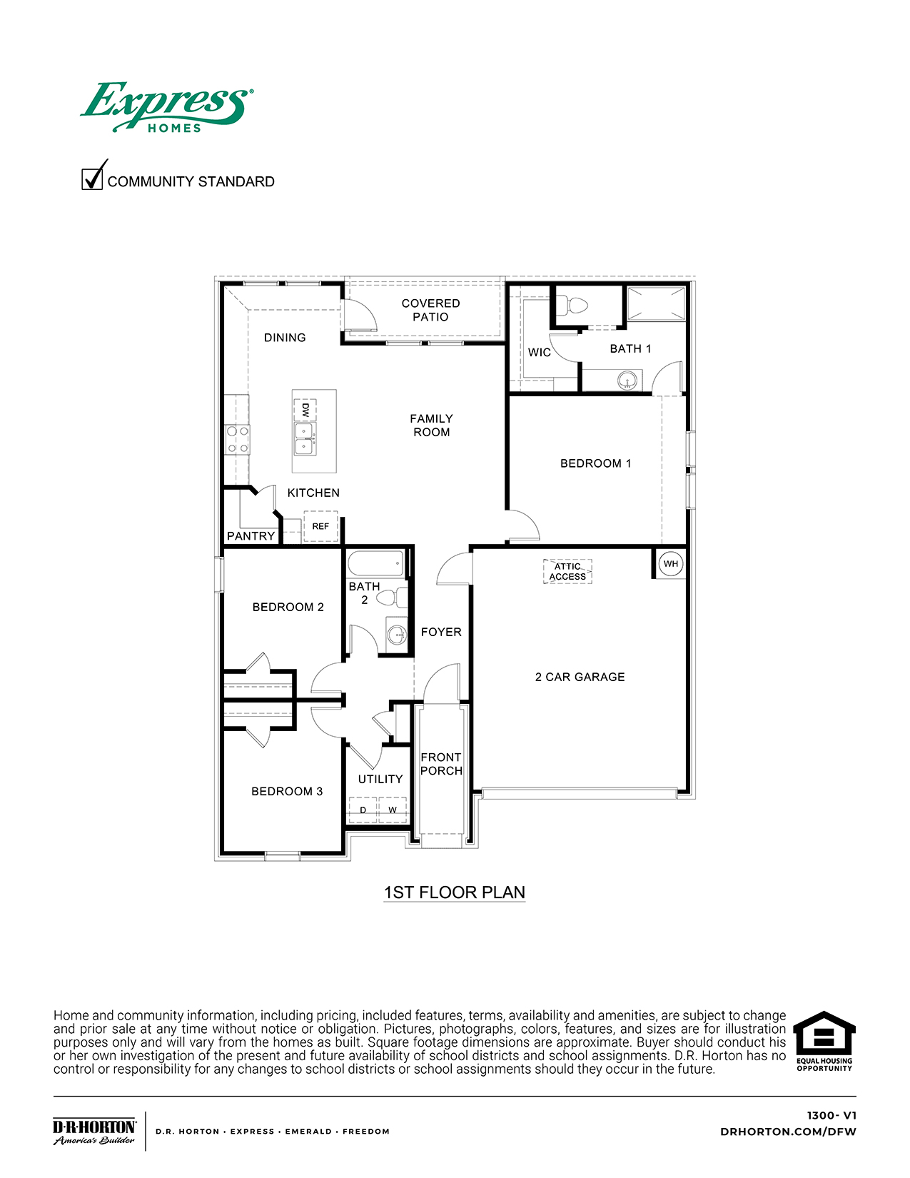 1300 Floorplan Three Oaks Sherman Texas