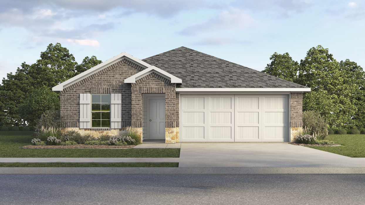 Ferris Floorplan Elevation B Rendering-Three Oaks in Sherman, Tx