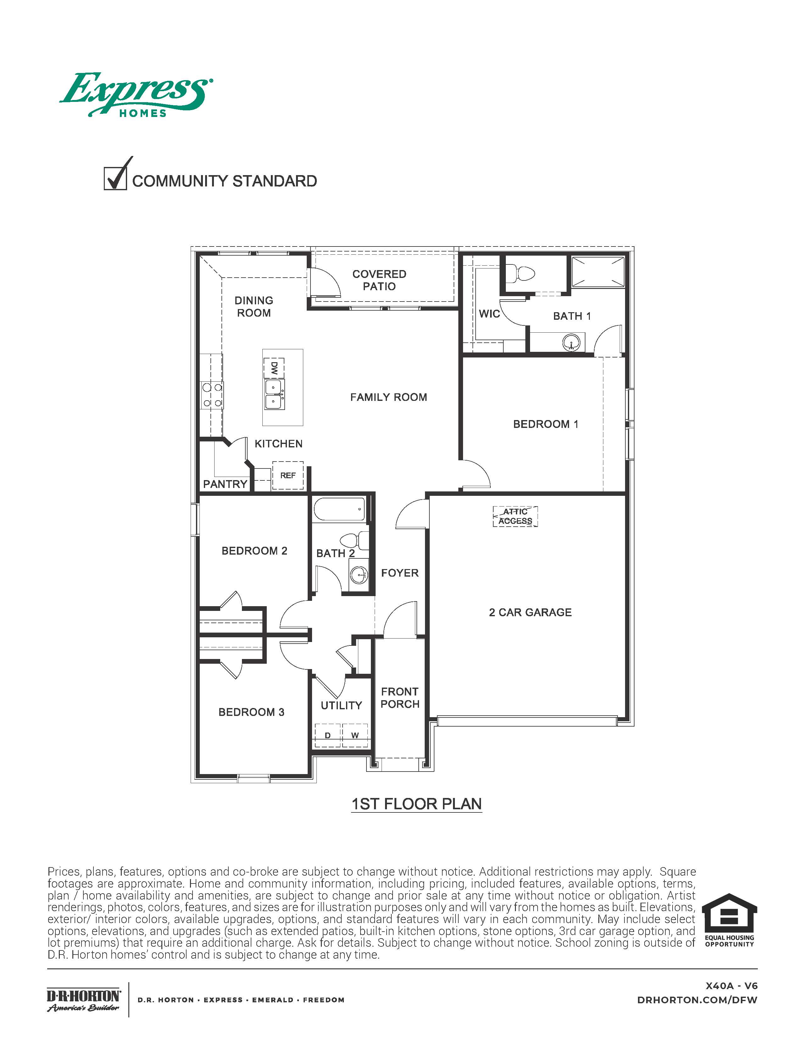1258 Floorplan Three Oaks Sherman Texas