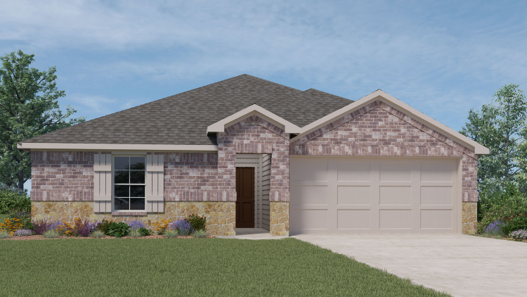Bellvue Floorplan Elevation B Exterior Rendering - Three Oaks in Sherman, TX